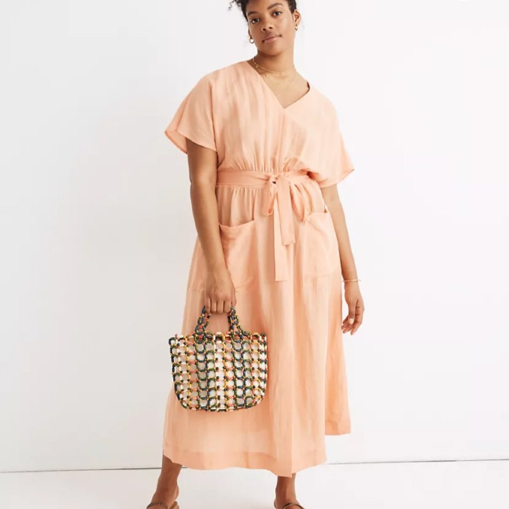 NWT!!! Madewell Linen Midi Dress, 4, Pink
